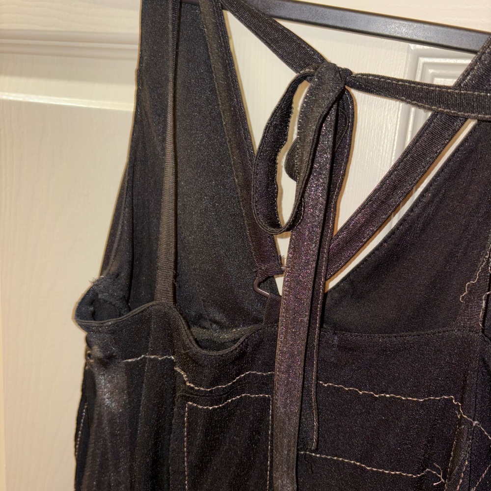Salvage Black Mini Dress with V-Neck and Back Tie - Picture 5 of 5